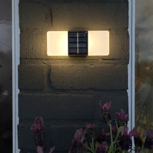 Kunststof buiten wandlamp op zonne-energie wit, Amier, 0,3W, 3000K LED, IP44