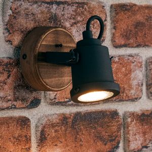 Industriële wandspot Jantina, zwart