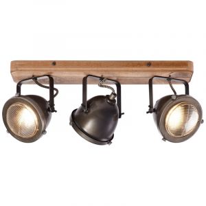 Moderne plafondlamp Elena, Burned Steel, Hout