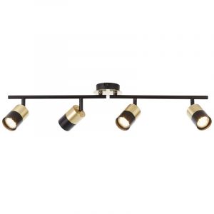 Moderne plafondlamp Cato, Geborsteld Messing, zwart