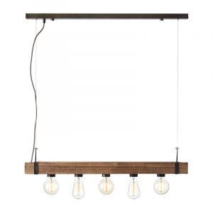 Industriële hanglamp Asli, zwart, hout