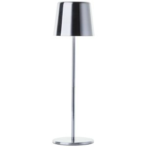 Moderne oplaadbare buiten tafellamp nikkel, Skander, 4W, warm tot koud wit verstelbare LED, IP44, met touchdimmer