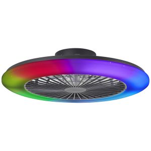 Moderne plafondventilator zwart, Sofieke, 48W, RGBW LED, met afstandsbediening