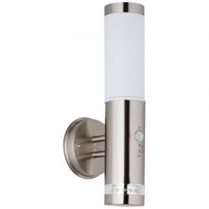 Kunststof buiten wandlamp met bewegingssensor chroom, Sage, 4W, 3000K LED, IP44