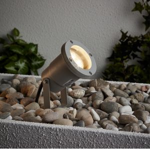 Grijze prikspot Shanna, Metaal, 3W warm wit LED