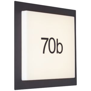 Aluminium huisnummer met verlichting zwart, Nurcan, 15W, 3000K LED, IP44