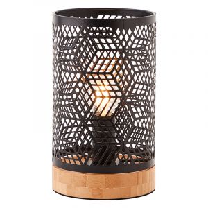Houten tafellamp zwart, Sherona, met schakelaar