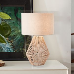Landelijke tafellamp beige, Fennie, met schakelaar
