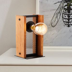 Houten tafellamp bruin, Rasha, met schakelaar