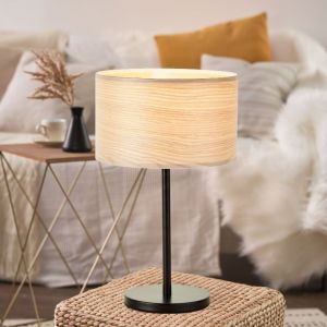 Houten tafellamp beige, Enna, met schakelaar