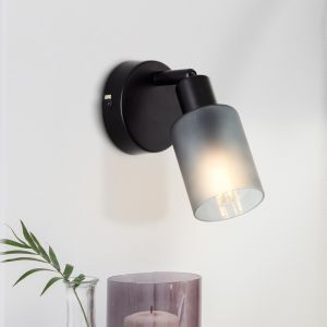 Glazen wandspot zwart, Fanny