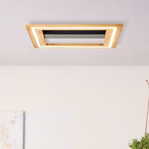Houten plafonnière bruin, Enise, 24W, 3000K LED