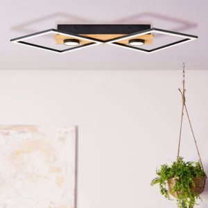Houten plafonnière zwart, Virginia, 32W, 3000K LED