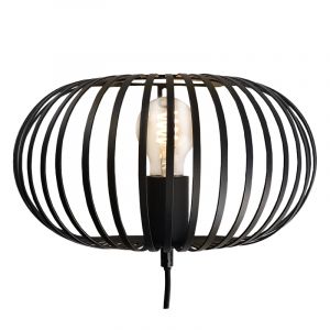 Zwarte wandlamp Lieve, metaal, industrieel