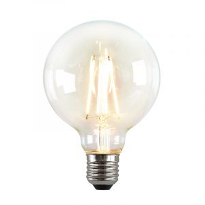 Dimbare Olucia E27 LED lamp, G95, 5W, Transparant glas, 2700k