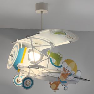 Veelkleurige kinderkamer hanglamp kunststof, Krokodil vliegtuig