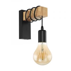 Zwarte landelijke wandlamp, Anton, staal