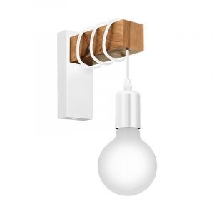 Witte landelijke wandlamp, Anton, staal