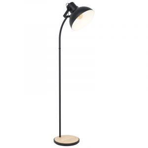 Zwarte industriële vloerlamp, Elmira, staal