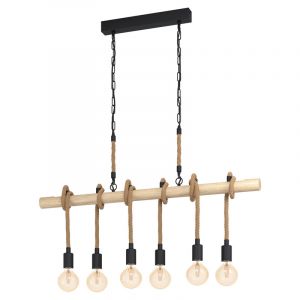 Houten balk hanglamp bruin, Zerina