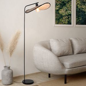 Bruine landelijke vloerlamp hout, Jillah, met schakelaar