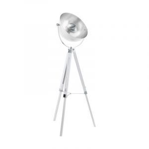 Witte industriële driepoot vloerlamp staal, Nickolas, met schakelaar