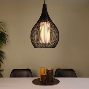 Zwarte industriële hanglamp glas, Maritima