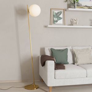 Messing moderne vloerlamp glas, Polly, met schakelaar