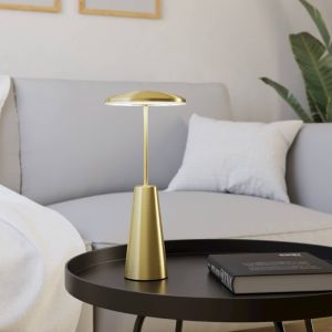 Gouden moderne tafellamp staal, Ishika, 2,8W, white switch LED, IP54, met touchdimmer