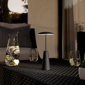 Zwarte moderne tafellamp staal, Ishika, 2,8W, white switch LED, IP54, met touchdimmer
