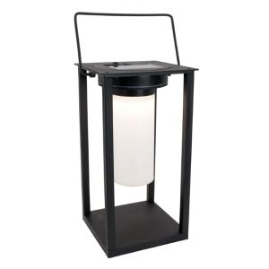 Zwarte solar buiten tafellamp, Hillebrand, 3,3W, 4000K LED, IP54, met schakelaar