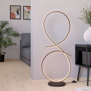 Zwarte moderne vloerlamp aluminium, Thekla, 20W, 3000K LED, met schakelaar