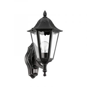 Zwarte klassieke buiten wandlamp met bewegingssensor aluminium, Leanna, IP44