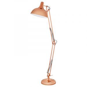 Koperen industriële vloerlamp metaal, Josha, met schakelaar