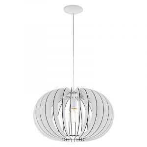Witte landelijke hanglamp hout, Kiran