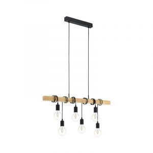 Houten balk hanglamp zwart, Anton