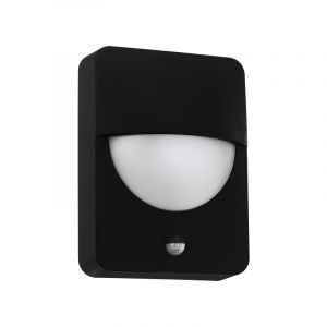 Zwarte moderne buitenlamp met bewegingssensor, Kilian, aluminium, met bewegingssensor