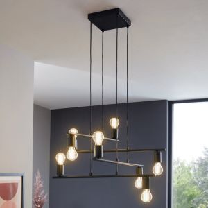 Zwarte industriële hanglamp metaal, Evelyne