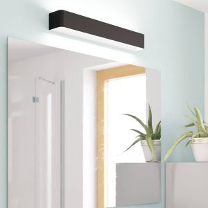 Zwarte moderne badkamer wandlamp aluminium, Rafael, 26,5W, 3000K LED, IP44