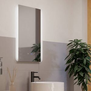 Grijze moderne spiegel met verlichting glas, Bibi, 7,1W, warm tot koud wit verstelbare LED, IP44, met schakelaar