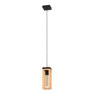 Houten hanglamp bruin, Jasmina, met schakelaar