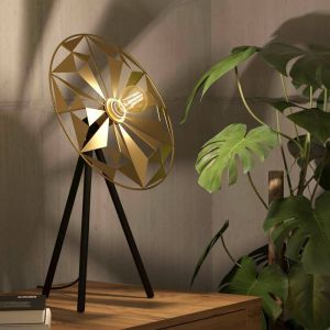 Gouden retro tafellamp aluminium, Thiemen, met schakelaar