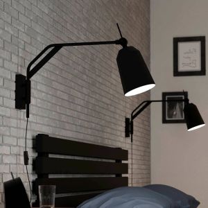 Zwarte industriële wandlamp aluminium, Jelco, met schakelaar