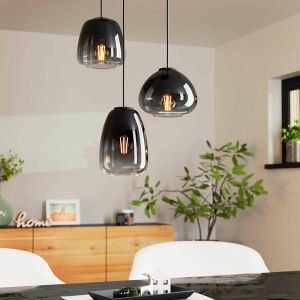 Zwarte design hanglamp glas, Yolanda