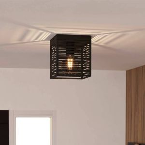 Zwarte industriële plafondlamp aluminium, Lennaert