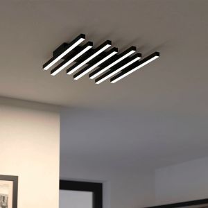 Zwarte moderne plafonnière aluminium, Iona, 25,6W, warm tot koud wit verstelbare LED, 3-staps dimbaar