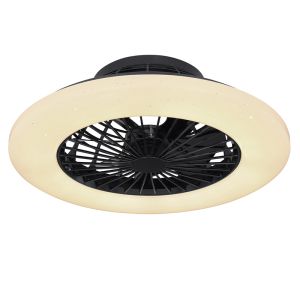 Zwarte moderne plafondventilator kunststof, Joni, 40W, warm tot koud wit verstelbare LED, met afstandsbediening
