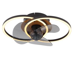 Zwarte design plafondventilator metaal, Leif, 24W, warm tot koud wit verstelbare LED, met afstandsbediening