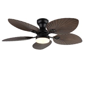 Bruine landelijke plafondventilator metaal, Naduah, 22W, white switch LED, met afstandsbediening