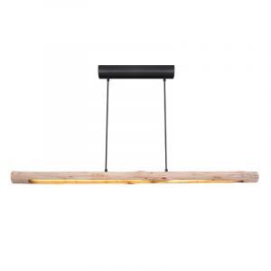 Landelijke hanglamp Abbas, bruin, hout, 3000K LED